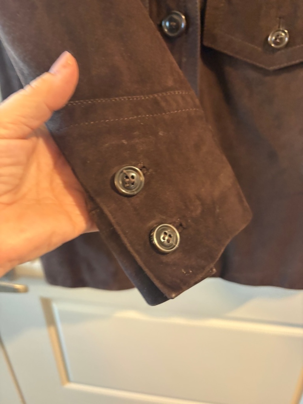 Cole Haan Brown Leather Jacket Blazer Style Size S Button Front Classic - Picture 8 of 16